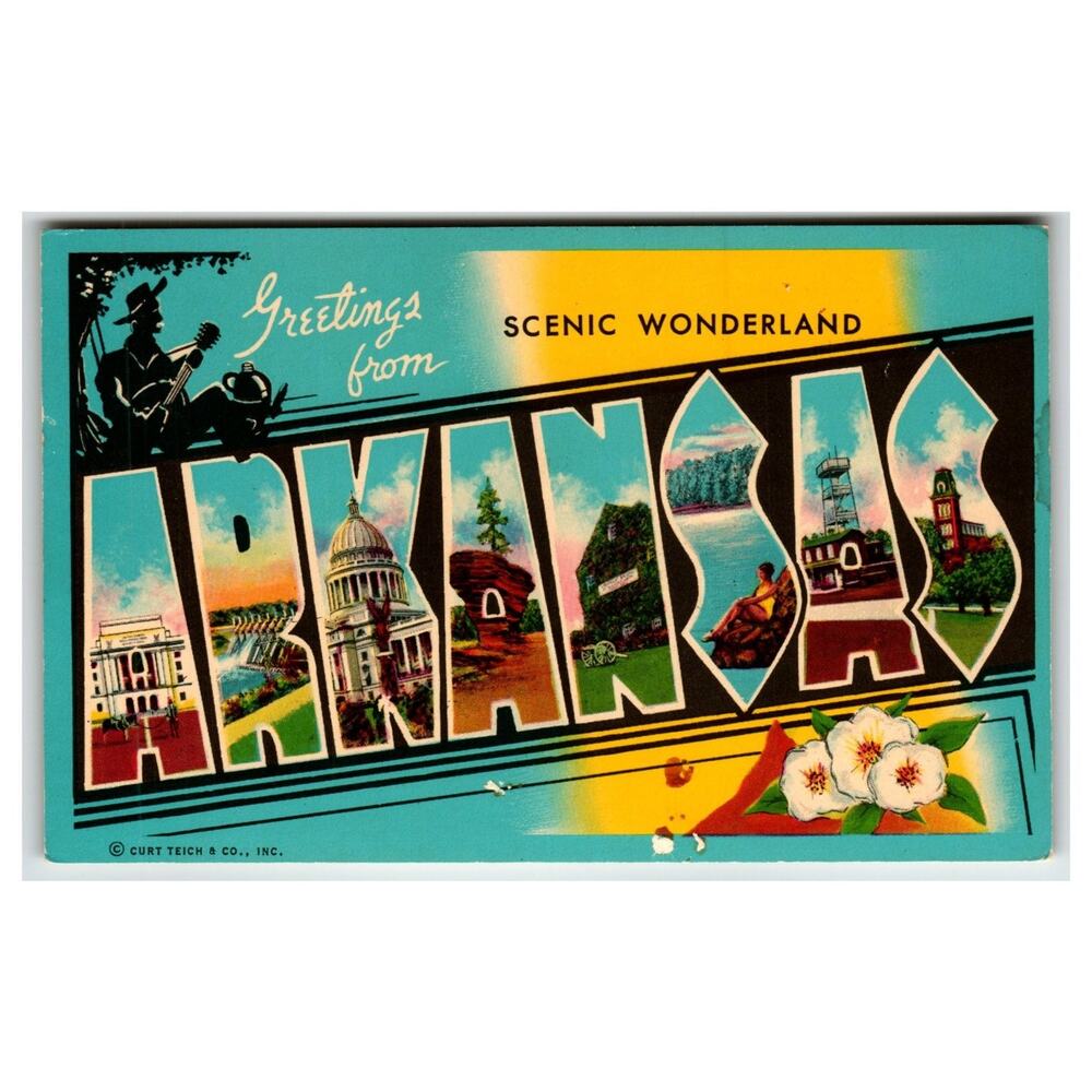 Vintage Greetings from Arkansas Chrome Postcard - Scenic Wonderland